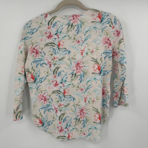 Tommy Bahama Womens Floral Print Cotton 3/4 Sleeve Top XS TP - Picture 6 of 9